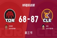 NBA东部第一轮:三节结束,骑士以87-68领先猛龙,阿伦20+15+2