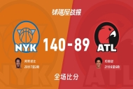 NBA尼克斯vs老鹰战报:140-89,阿努诺比29+7+2