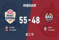 西篮甲常规赛:第三节完,吉罗纳以55-48领先曼雷萨,利文斯顿10+3