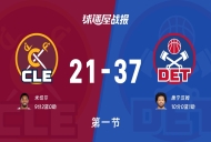 NBA东部半决赛:第一节完,活塞以37-21领先骑士,康宁汉姆10+1